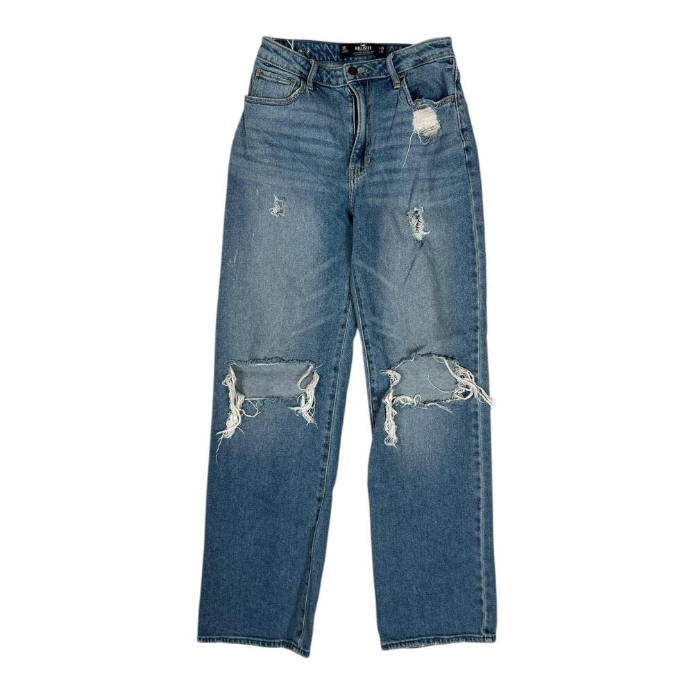 Hollister Ultra High-Rise Dad Jeans Juniors 3 R W26 L31 Blue Distressed Denim